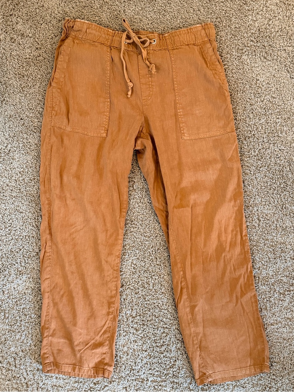 Kut from the Kloth Camel Brown Drawstring Linen Blend Pants - Picture 2 of 9